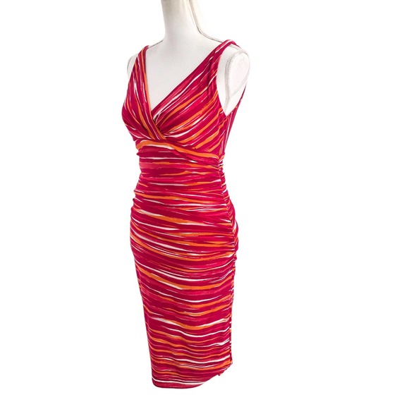 Lauren Ralph Lauren Womens Size 2 Sherbert Striped Side Ruched Body-Con Dress - Picture 4 of 7